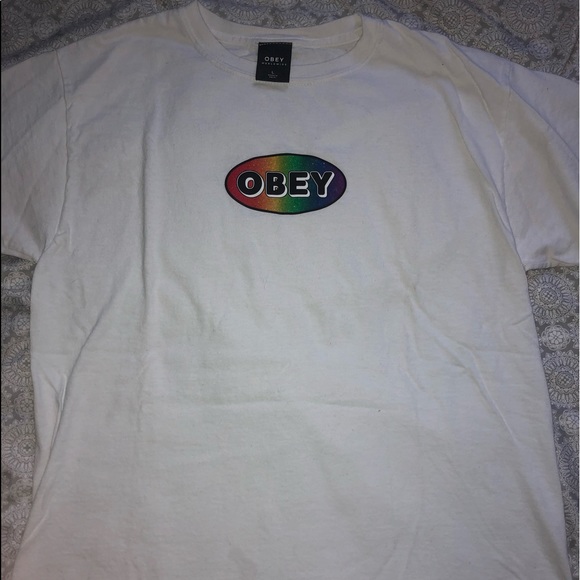 Obey Rainbow Logo T Shirt - Picture 1 of 2